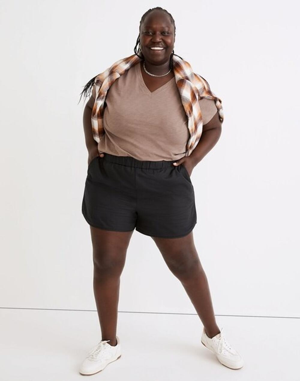 NWT Madewell Women's Plus Pull-On Shorts Elastic Waist Almost Black Size 4X